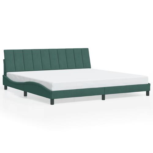 Sengeramme uden madras Mørkegrøn 200x200 cm Fløjl