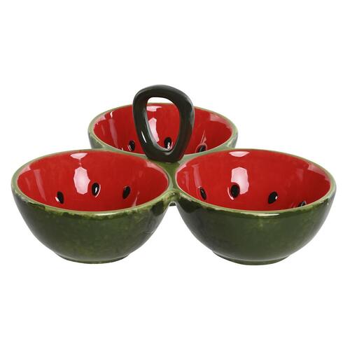 Snackskål Home ESPRIT Rød Grøn Stentøj Vandmelon 23 x 22 x 10,5 cm