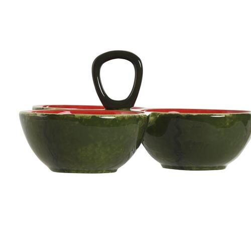 Snackskål Home ESPRIT Rød Grøn Stentøj Vandmelon 23 x 22 x 10,5 cm
