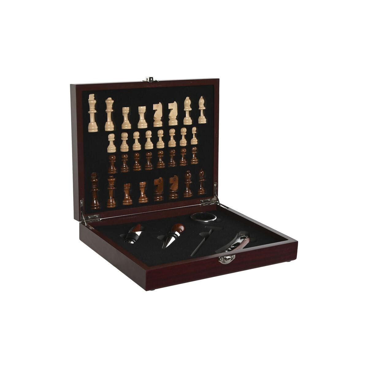 Barsæt med skak - , brun træ/MDF, 24 × 19 × 5 cm