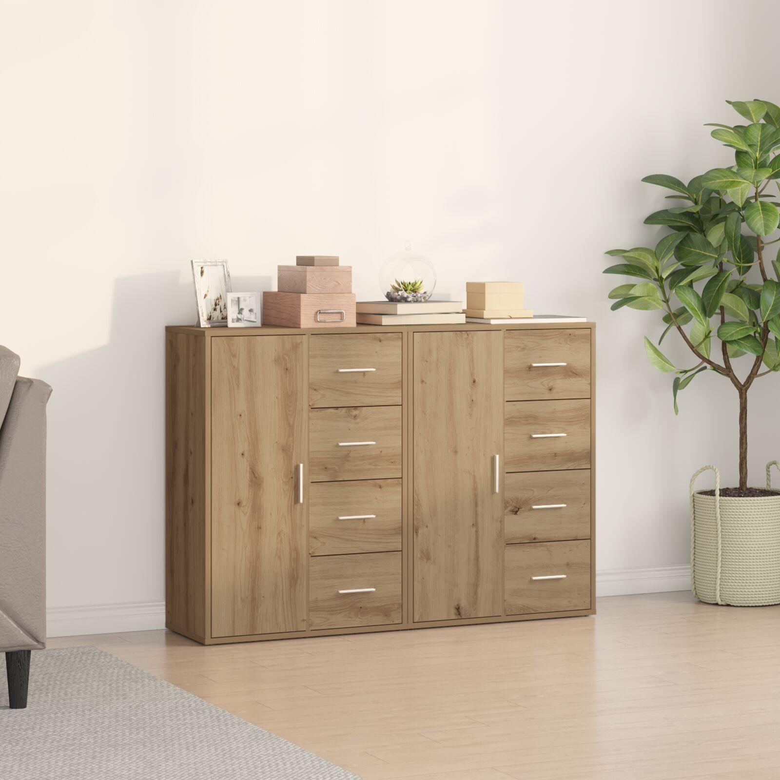 Sideboard Sæt af 2 Artisan egetræ MDF, Spånplade Stor Buffet