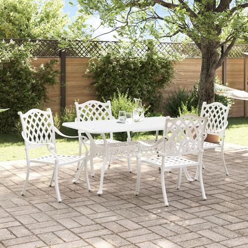Sæt af 3 Hvid Støbt aluminium 150x90x72 cm Holdbart Havebord