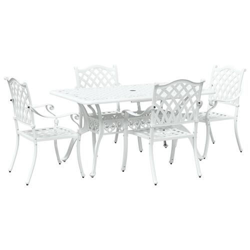 Sæt af 3 Hvid Støbt aluminium 150x90x72 cm Holdbart Havebord