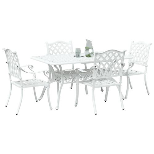 Sæt af 3 Hvid Støbt aluminium 150x90x72 cm Holdbart Havebord