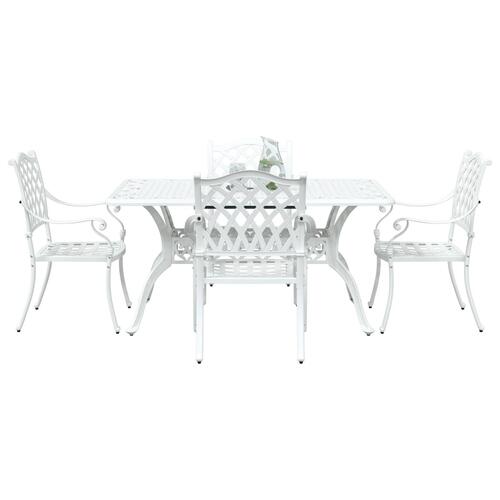 Sæt af 3 Hvid Støbt aluminium 150x90x72 cm Holdbart Havebord