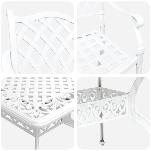 Sæt af 3 Hvid Støbt aluminium 150x90x72 cm Holdbart Havebord