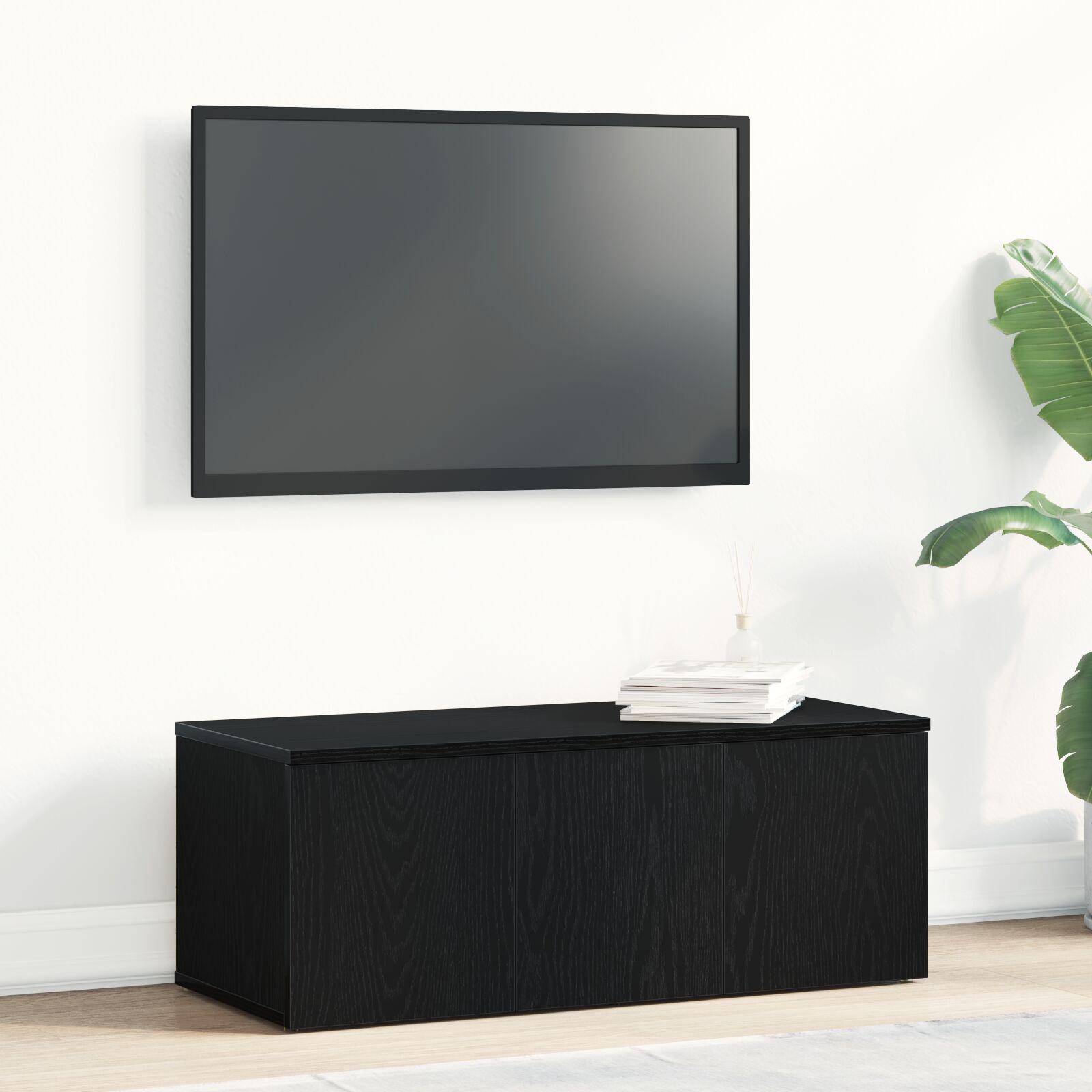 TV-bord Sort Eg 80x34x30 cm Konstrueret Træ billede