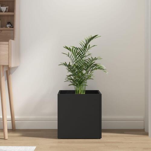 Plantekasse 40x40x40 cm konstrueret træ sort