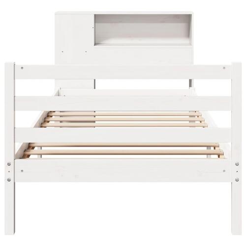 Seng med reol uden madras 75x190 cm massivt fyrretræ hvid