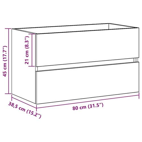 Underskab 80x38,5x45 cm konstrueret træ sort egetræ