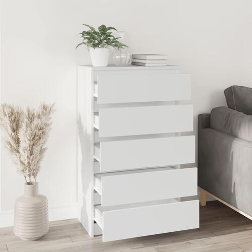 Skuffeskab 60x36x103 cm konstrueret træ hvid (OUTLET A)