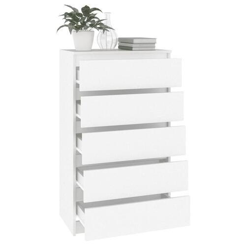 Skuffeskab 60x36x103 cm konstrueret træ hvid (OUTLET A)