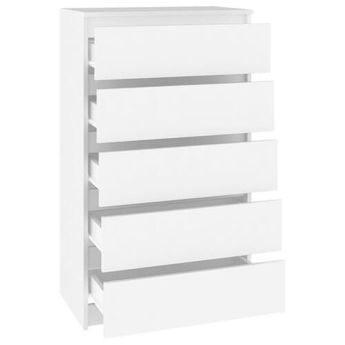 Skuffeskab 60x36x103 cm konstrueret træ hvid (OUTLET A)
