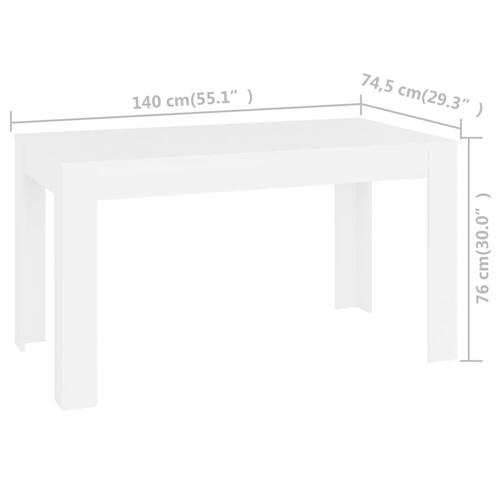 Spisebord 140x74,5x76 cm konstrueret træ hvid (OUTLET A)