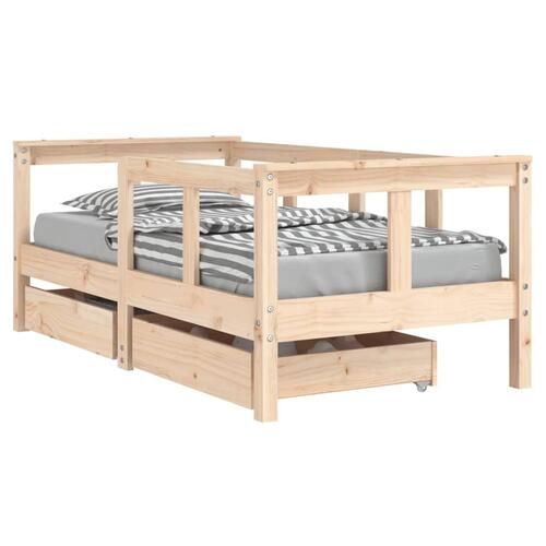 Sengeramme til juniorseng m. skuffer 70x140 cm massivt fyr (OUTLET A)