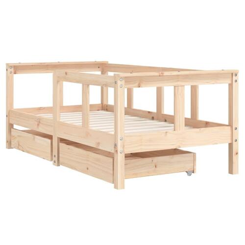 Sengeramme til juniorseng m. skuffer 70x140 cm massivt fyr (OUTLET A)