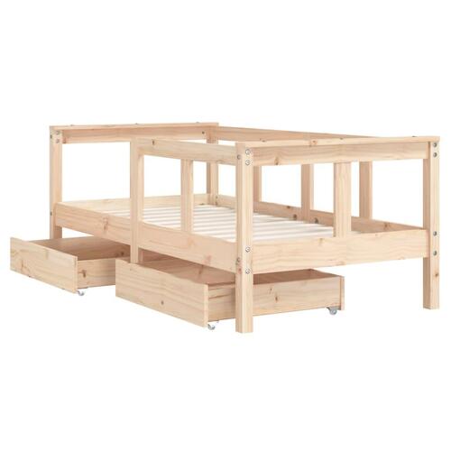 Sengeramme til juniorseng m. skuffer 70x140 cm massivt fyr (OUTLET A)