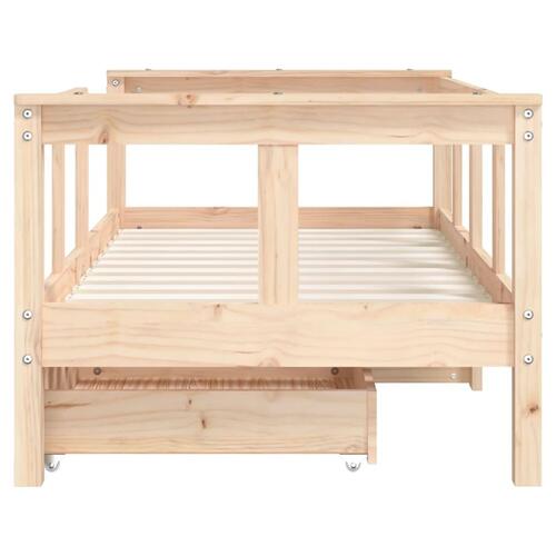 Sengeramme til juniorseng m. skuffer 70x140 cm massivt fyr (OUTLET A)