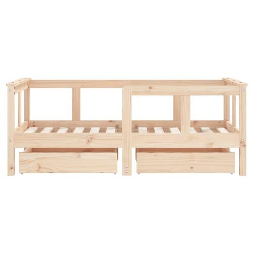 Sengeramme til juniorseng m. skuffer 70x140 cm massivt fyr (OUTLET A)