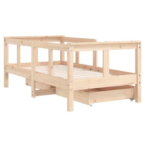 Sengeramme til juniorseng m. skuffer 70x140 cm massivt fyr (OUTLET A)