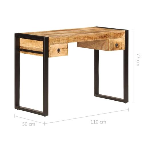 Skrivebord med 2 skuffer 110 x 50 x 77 cm massivt mangotræ