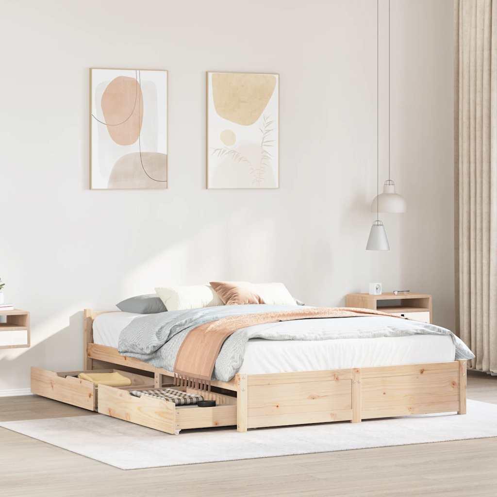 Sengeramme uden madras 120x190 cm massivt fyrretræ billede