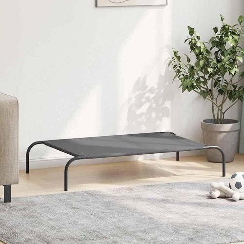 Løftet hundeseng 110x65x20 cm oxfordstof og stål grå