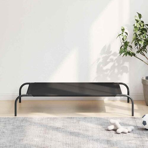 Løftet hundeseng 110x65x20 cm oxfordstof og stål sort