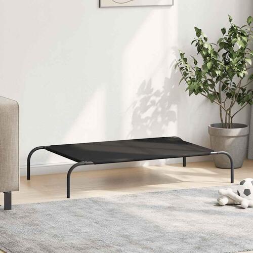 Løftet hundeseng 110x65x20 cm oxfordstof og stål sort