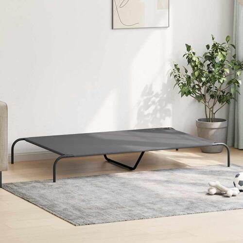 Løftet hundeseng 150x90x20 cm oxfordstof og stål grå