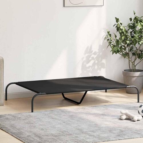Løftet hundeseng 130x80x20 cm oxfordstof og stål sort