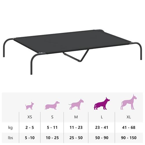 Løftet hundeseng 130x80x20 cm oxfordstof og stål sort