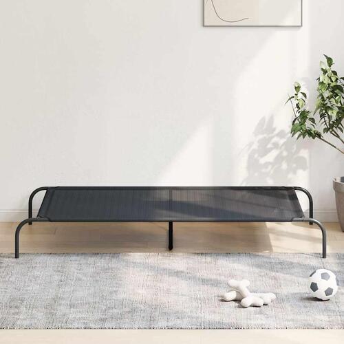 Forhøjet hundeseng 150x90x20 cm textilene og stål sort