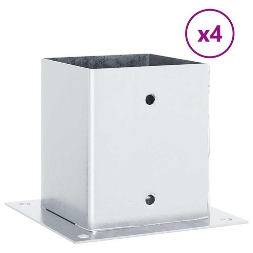 Stolpefødder firkantet 4 stk. 121x121 mm galvaniseret stål