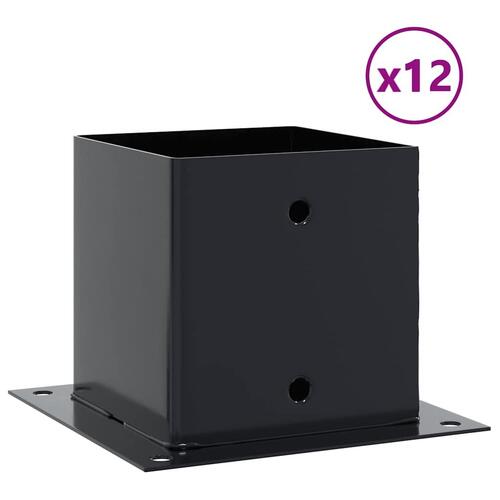 Stolpefødder firkantet 12 stk. 141x141 mm pulverlakeret stål