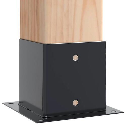 Stolpefødder firkantet 12 stk. 141x141 mm pulverlakeret stål