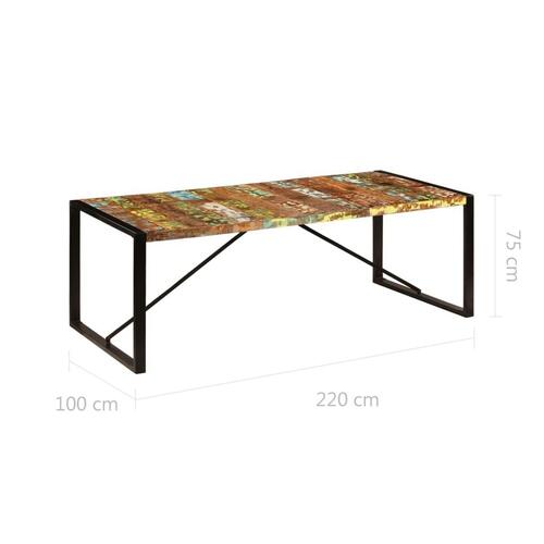Spisebord 220x100x75 cm massivt genbrugstræ