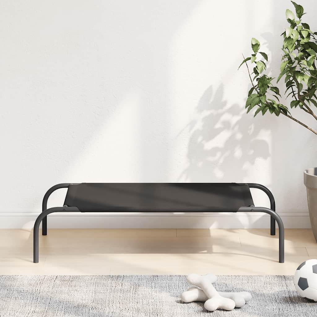 Løftet hundeseng 90x50x20 cm oxfordstof og stål sort
