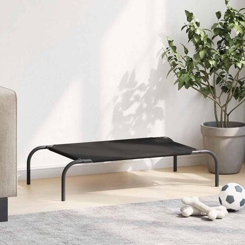 Løftet hundeseng 90x50x20 cm oxfordstof og stål sort