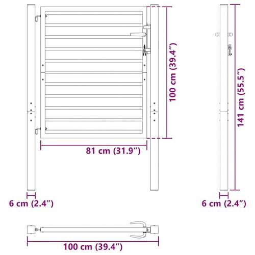 Havelåge låsbar 100x100 cm aluminium sort