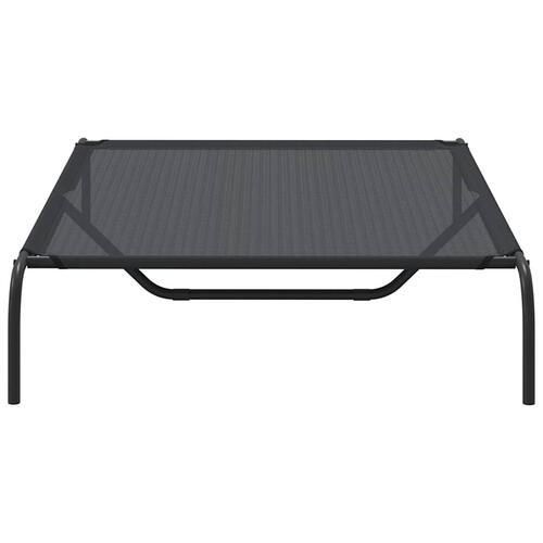 Forhøjet hundeseng 130x80x20 cm textilene og stål sort