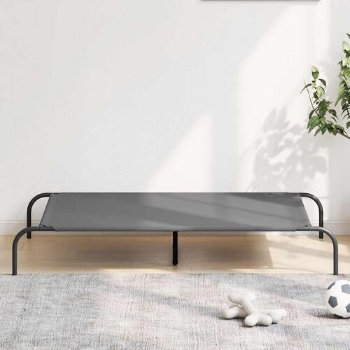 Løftet hundeseng 130x80x20 cm oxfordstof og stål grå