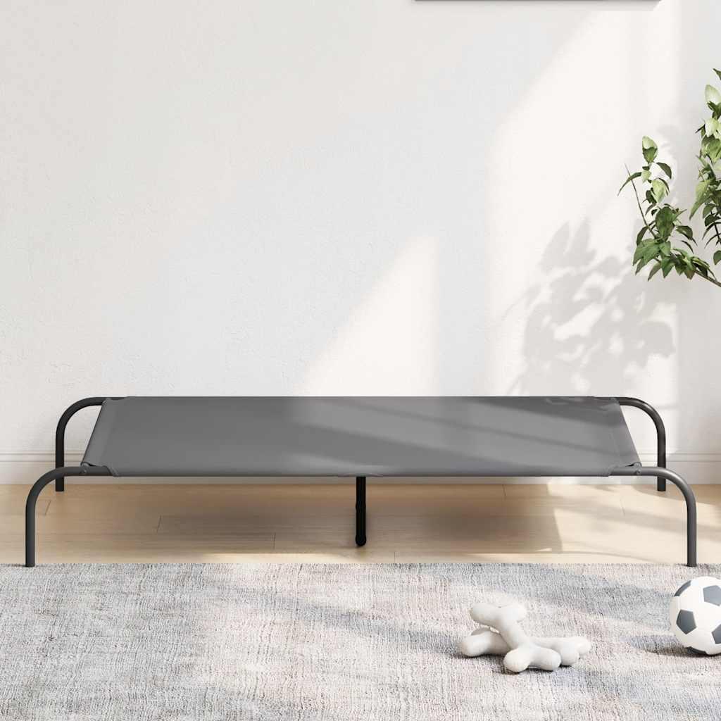 Løftet hundeseng 130x80x20 cm oxfordstof og stål grå