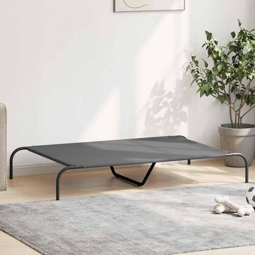 Løftet hundeseng 130x80x20 cm oxfordstof og stål grå