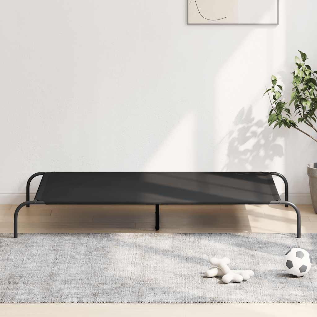 Løftet hundeseng 150x90x20 cm oxfordstof og stål sort