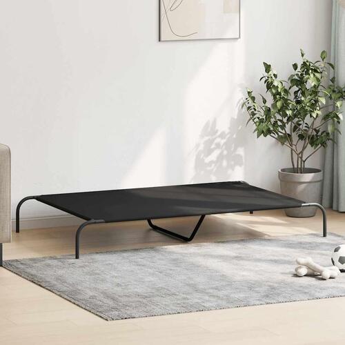 Løftet hundeseng 150x90x20 cm oxfordstof og stål sort