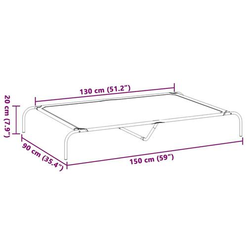 Løftet hundeseng 150x90x20 cm oxfordstof og stål sort