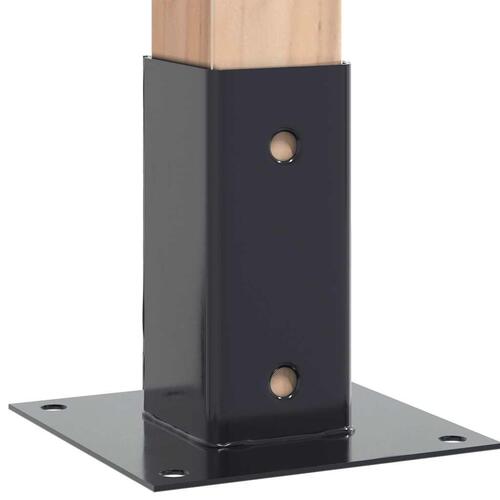 Stolpefødder firkantet 4 stk. 61x61 mm pulverlakeret stål