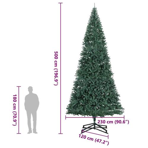 Kunstigt juletræ med fod 500 cm PVC grøn