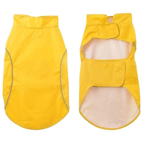 Hunderegnfrakke med refleksstriber polyester L gul